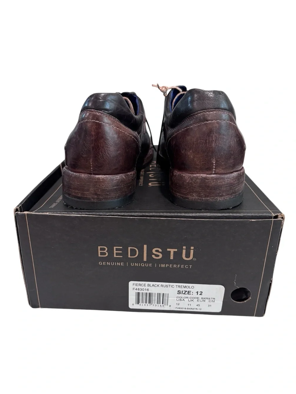 BedStu Fierce Teak Black Rustic TML distressed Leather Dress Shoes Mens Size 12